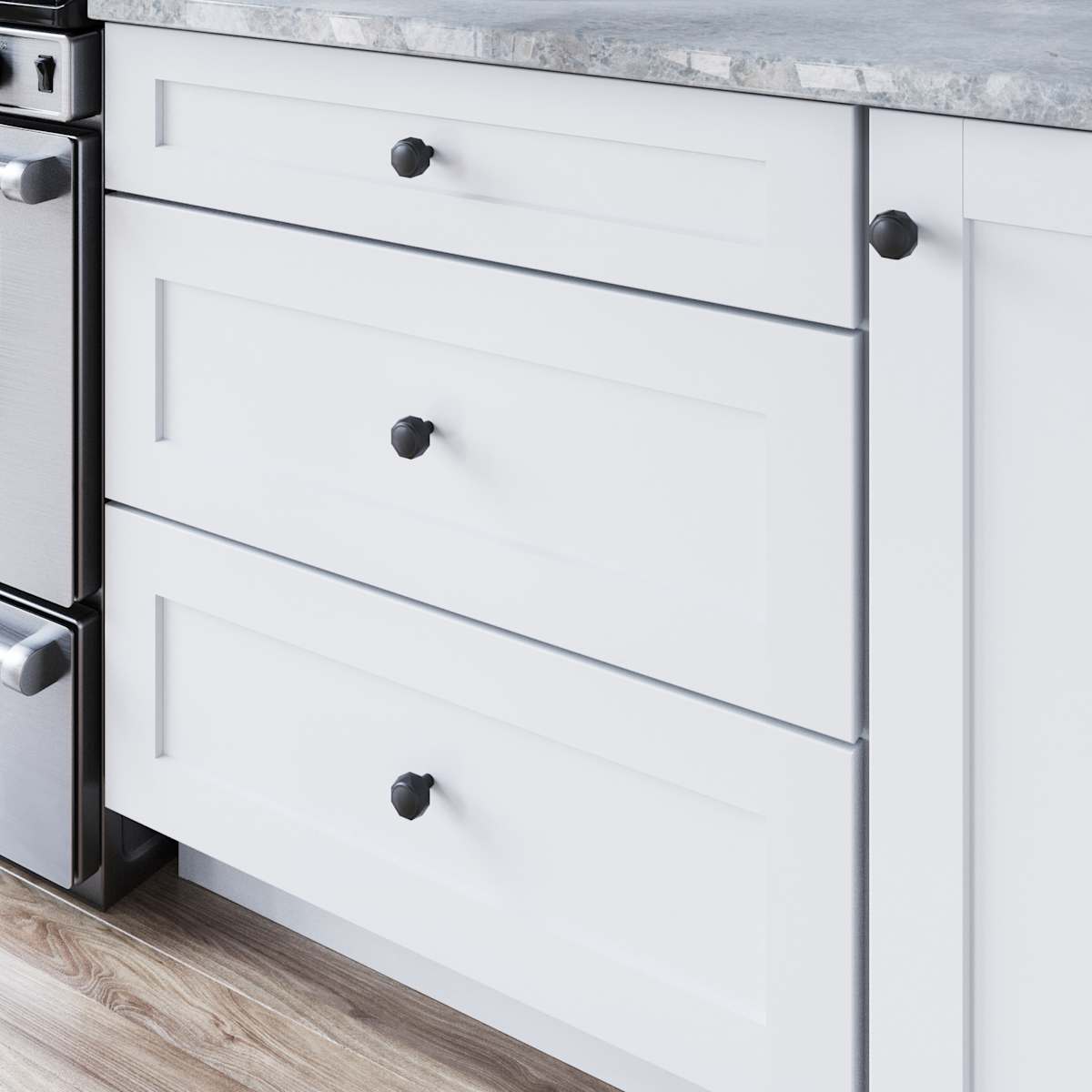 Top Knobs - TK3080BLK - Kingsmill 1-3/8 Inch Geometric Cabinet Knob in Flat Black
