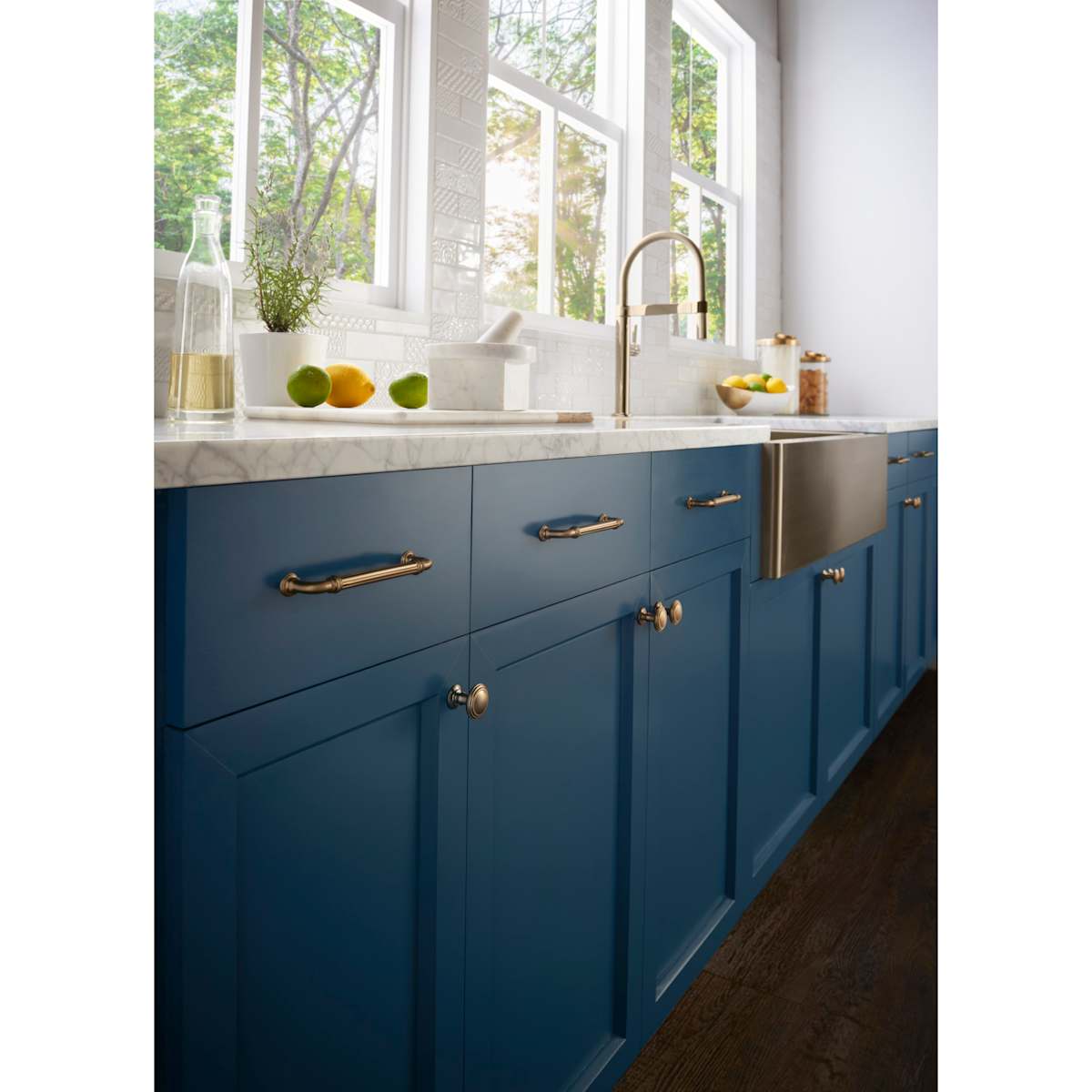 Top Knobs - TK325BSN - Reeded 9 Inch Center to Center Handle Cabinet Pull from the Chareau Collection in Brushed Satin Nickel