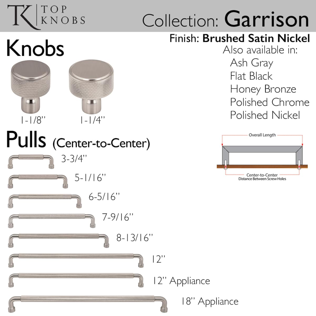 Top Knobs - TK3264BLK - Garrison 6-5/16 Inch Center to Center Handle Cabinet Pull in Flat Black