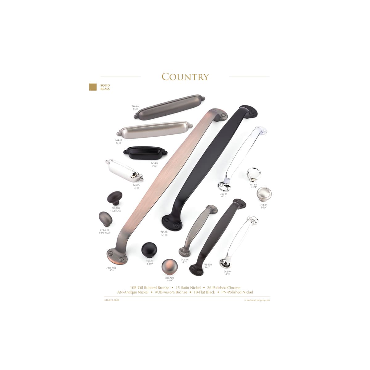 Schaub and Company - 743-AN - Country 3" Center to Center Solid Brass Traditional Shell / Cup Cabinet Pull in Antique Nickel